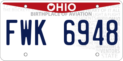 OH license plate FWK6948