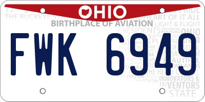 OH license plate FWK6949