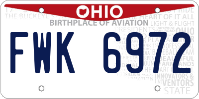 OH license plate FWK6972
