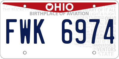 OH license plate FWK6974
