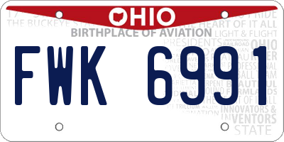 OH license plate FWK6991