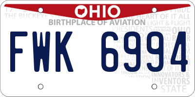 OH license plate FWK6994