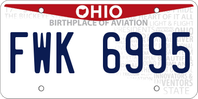 OH license plate FWK6995