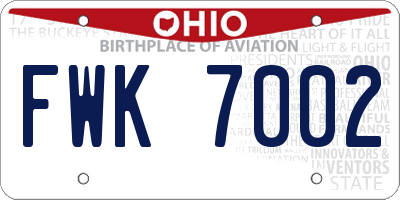 OH license plate FWK7002