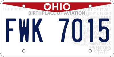 OH license plate FWK7015