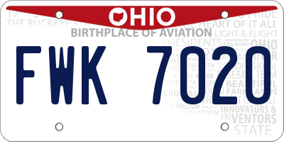 OH license plate FWK7020