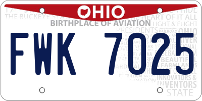 OH license plate FWK7025