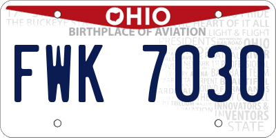 OH license plate FWK7030