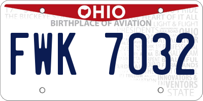 OH license plate FWK7032