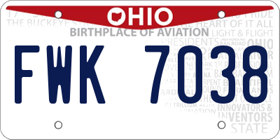 OH license plate FWK7038