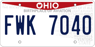 OH license plate FWK7040
