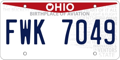 OH license plate FWK7049
