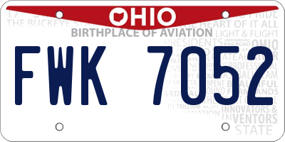 OH license plate FWK7052