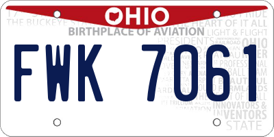 OH license plate FWK7061