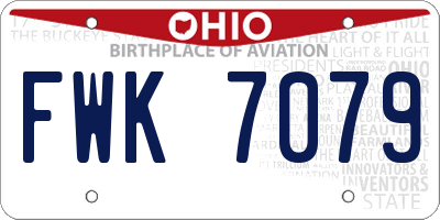 OH license plate FWK7079