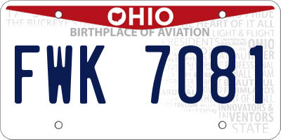 OH license plate FWK7081
