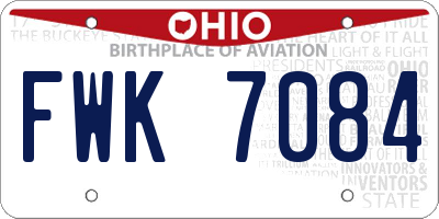OH license plate FWK7084