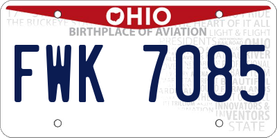 OH license plate FWK7085