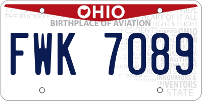 OH license plate FWK7089