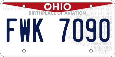 OH license plate FWK7090