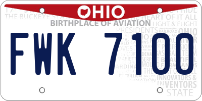OH license plate FWK7100