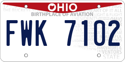 OH license plate FWK7102