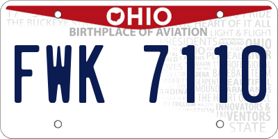 OH license plate FWK7110