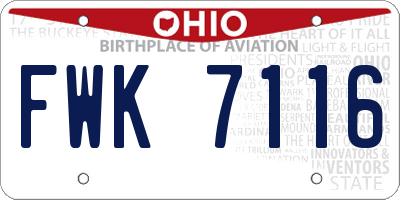 OH license plate FWK7116