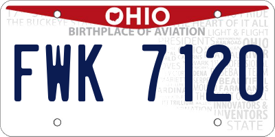 OH license plate FWK7120