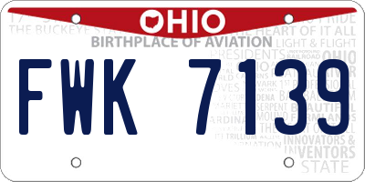 OH license plate FWK7139