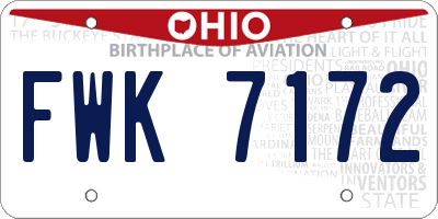 OH license plate FWK7172