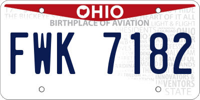 OH license plate FWK7182