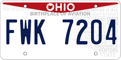 OH license plate FWK7204