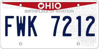 OH license plate FWK7212