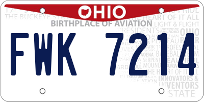 OH license plate FWK7214
