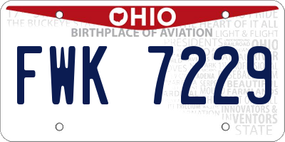 OH license plate FWK7229