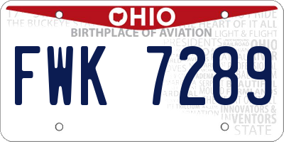 OH license plate FWK7289