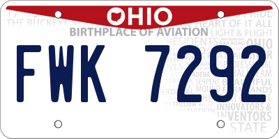 OH license plate FWK7292