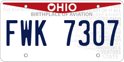OH license plate FWK7307