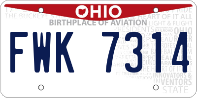 OH license plate FWK7314