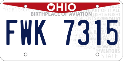 OH license plate FWK7315