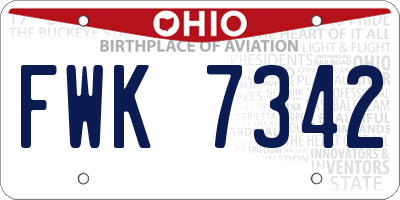 OH license plate FWK7342