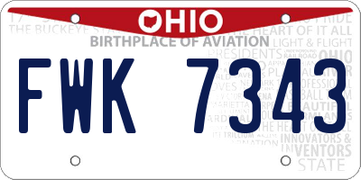 OH license plate FWK7343