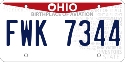 OH license plate FWK7344