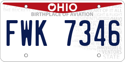 OH license plate FWK7346