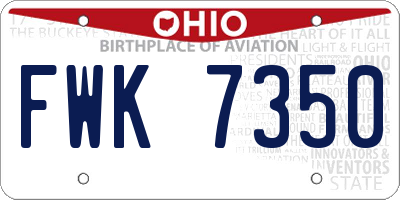 OH license plate FWK7350