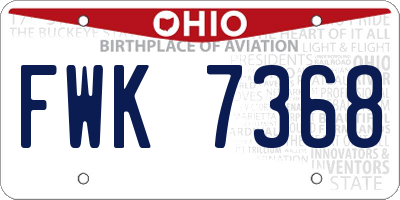 OH license plate FWK7368