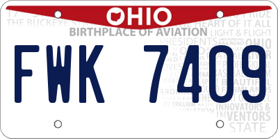 OH license plate FWK7409