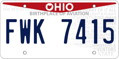 OH license plate FWK7415