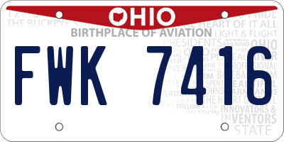 OH license plate FWK7416